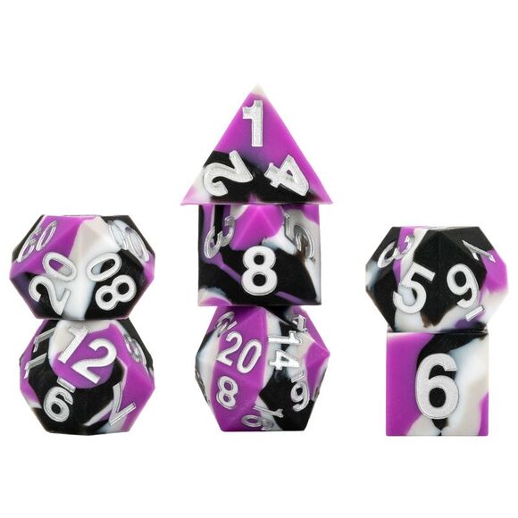 Sharp Edge Silicone Rubber Dice Set: Asexual Pride - Picture 1 of 2